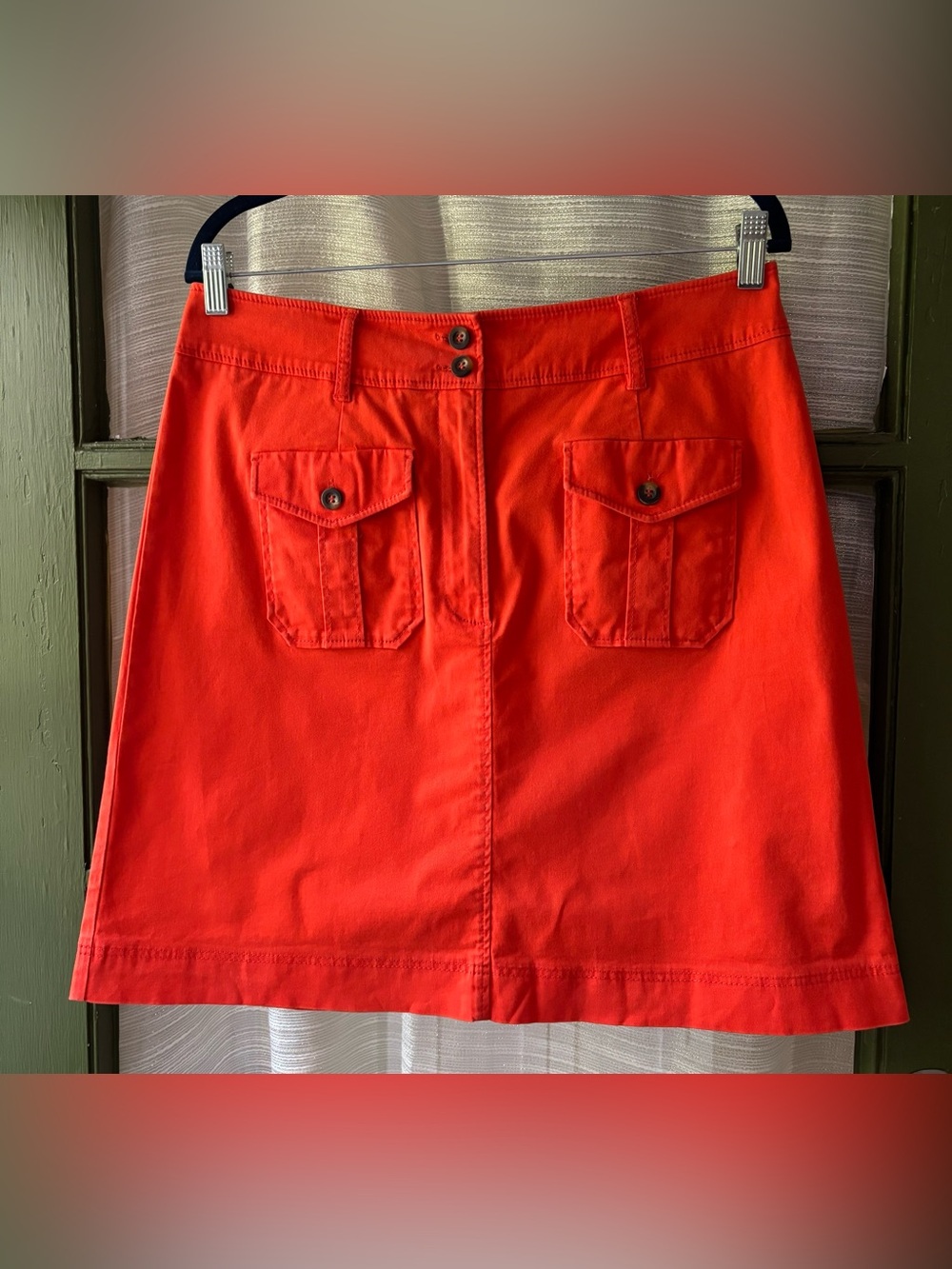 Orange BODEN patch pocket A LINE mini skirt 10 cotton colorful